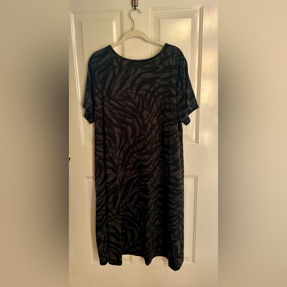 LuLaRoe Jessie Black and Charcoal Zebra Print Dress - Picture 2 of 3